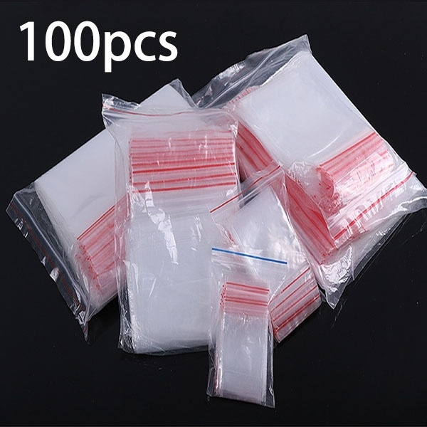 100Pcs Mini Zip Lock Baggies Plastic Packaging Bags Small Plastic Zipper Bag  Ziplock Bag (Size: 4*6cm 5*7cm 6*8cm 7*10cm, Color: Transparent)